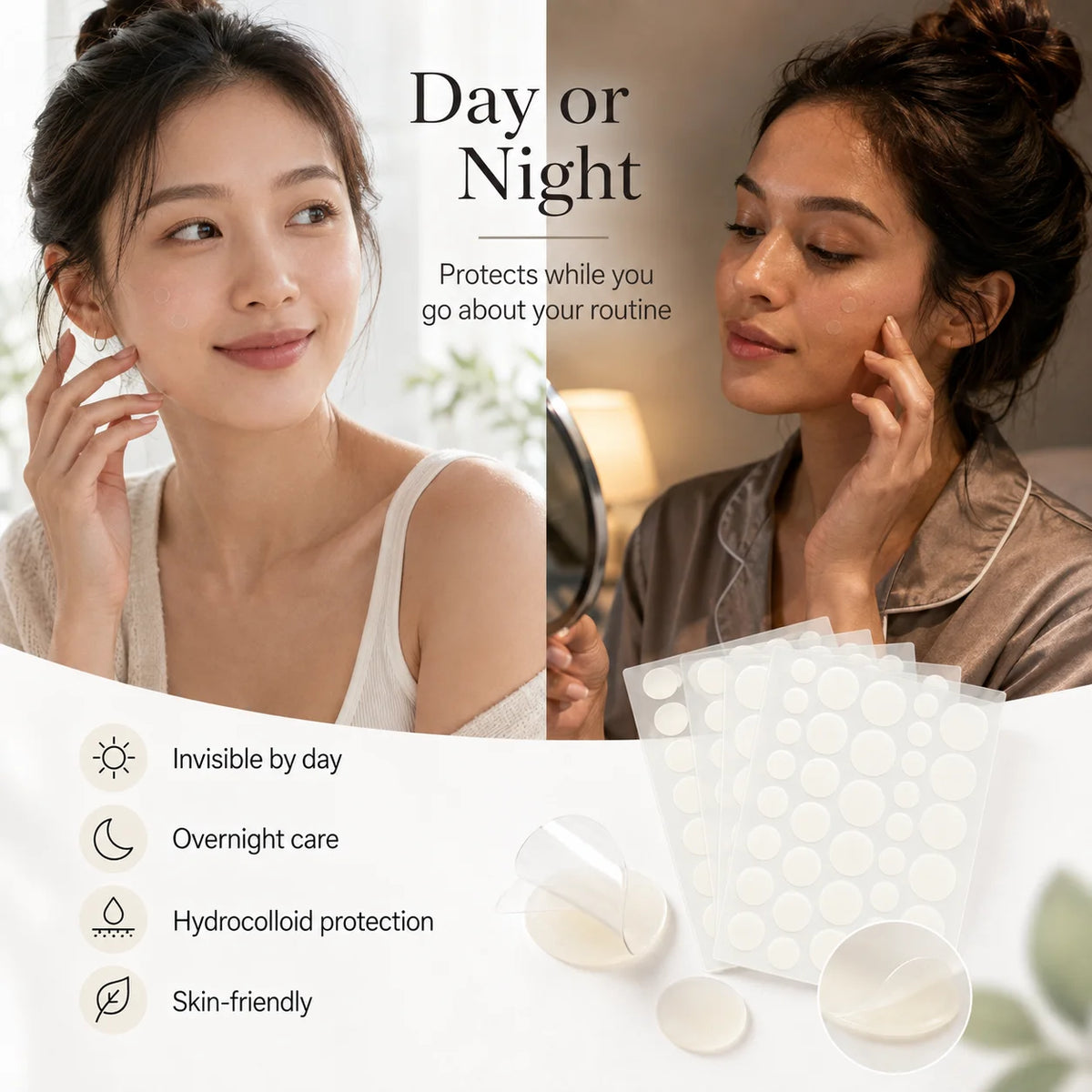 Invisible Hydrocolloid Acne Patches | Anti-Inflammatory Spot Stickers
